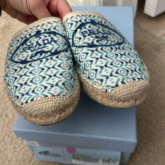 Prada Nastro Jacquard Logo Slip On Espadrille Mule - Picture 6 of 9